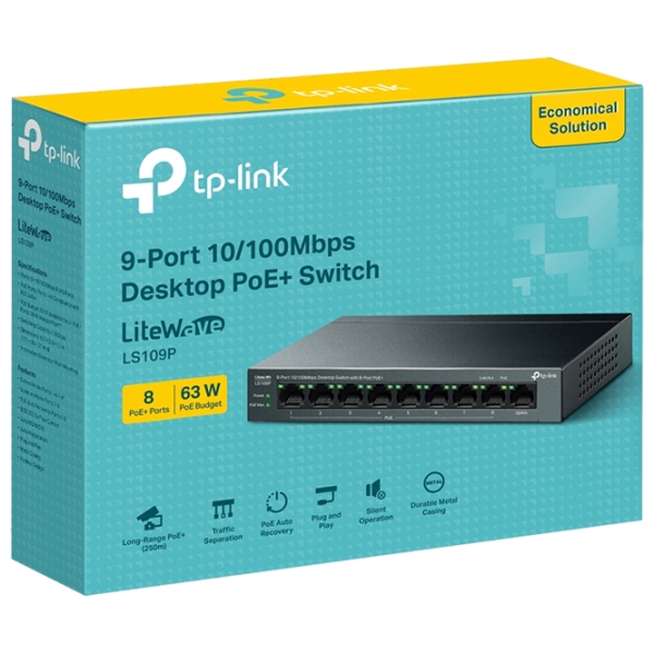 PoE Коммутатор TP-Link LS109P Black 1.8 Гбит/ с photo 4