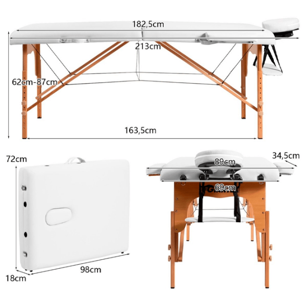 Массажный стол Costway HB87017WH Белый  photo 4