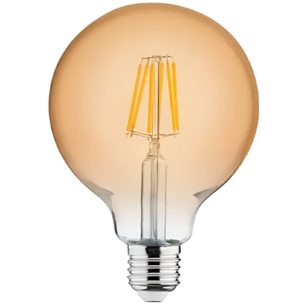 Лампочка светодиодная филаментная Horoz GLOBE-6 001030000601 E27 | 6 Вт | Yellow photo 1