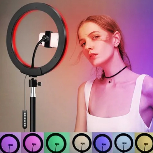 Trepied cu lampă Selfie Ring Light MJ18 18" Black  photo 6