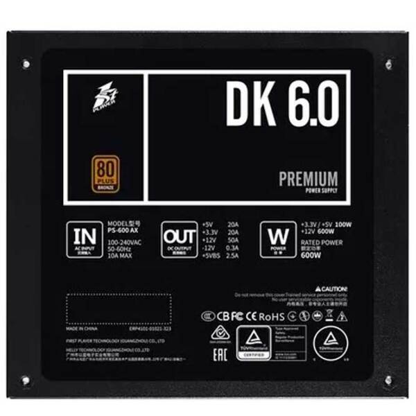 Блок питания 1STPLAYER PS-600AX DK PREMIUM 600 Вт Black  photo 6
