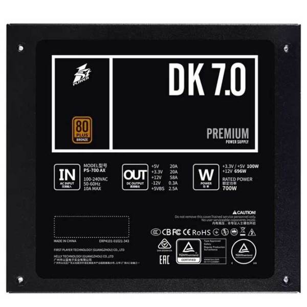 Блок питания 1STPLAYER PS-700AX DK PREMIUM 700 Вт Black  photo 6