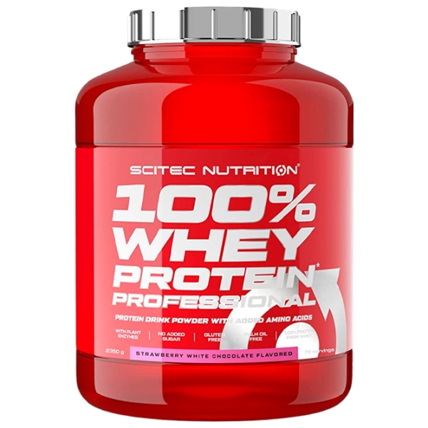Proteină Scitec Nutrition 100% Whey Protein Professional 2350 g Căpșuni, ciocolată albă | praf photo 1