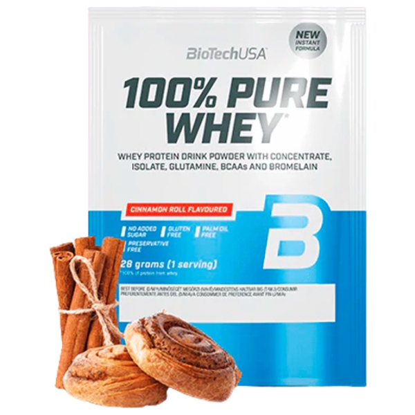 Proteină BioTechUSA 100% Pure Whey 28 g Rulouri cu scorțișoară | praf photo 1