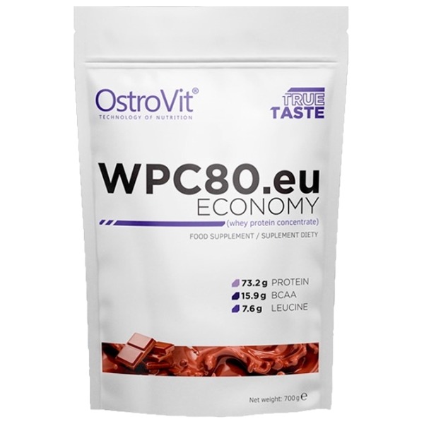 Proteină OstroVit Economy WPC80.eu 700 g Ciocolată | praf photo 1
