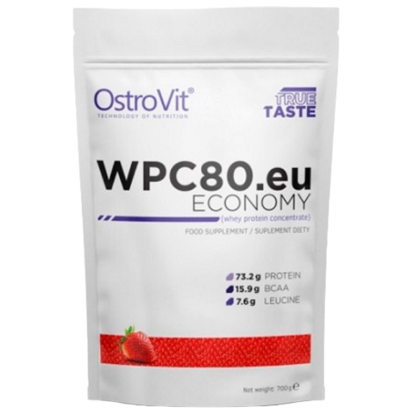 Proteină OstroVit Economy WPC80.eu 700 g Сăpșuni | praf photo 1