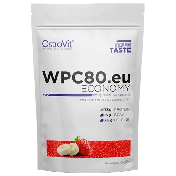 Proteină OstroVit Economy WPC80.eu 700 g Banană, căpșuni | praf photo 1