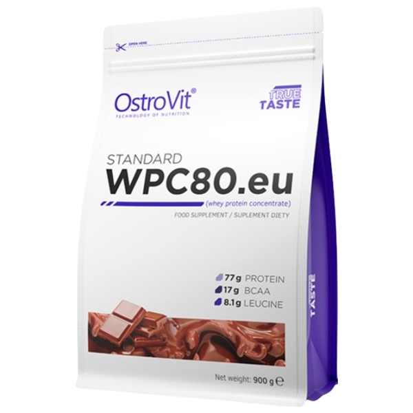 Proteină OstroVit STANDARD WPC80.eu 900 g Ciocolată | praf photo 1