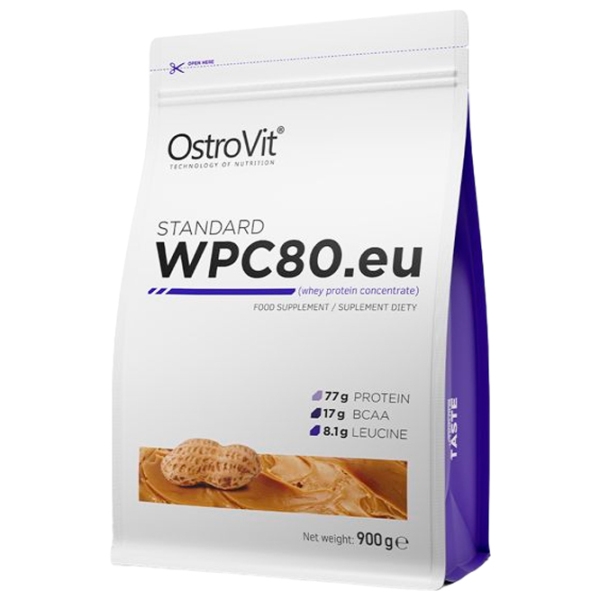 Proteină OstroVit STANDARD WPC80.eu 900 g Unt de arahide | praf photo 1