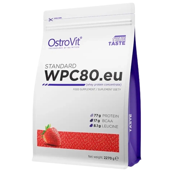 Proteină OstroVit STANDARD WPC80.eu 2270 g Сăpșuni | praf photo 1