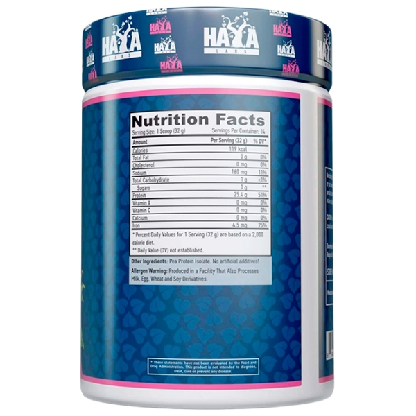 Proteină Haya Labs 100% Pure All Natural Pea Protein isolate 454 g Mazăre | praf photo 2
