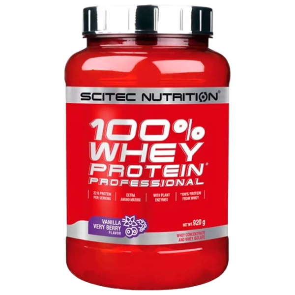 Протеин Scitec Nutrition 100% Whey Protein Professional 920 г Ягоды, ваниль | порошок photo 1