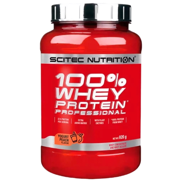 Proteină Scitec Nutrition 100% Whey Protein Professional 920 g Iaurt de piersic | praf photo 1