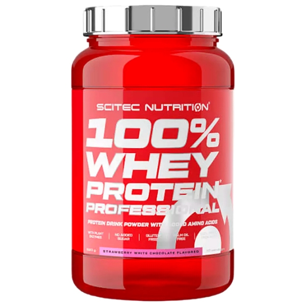 Proteină Scitec Nutrition 100% Whey Protein Professional 920 g Căpșuni, ciocolată albă | praf photo 1