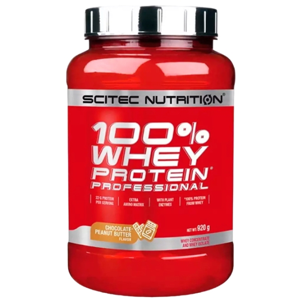 Proteină Scitec Nutrition 100% Whey Protein Professional 920 g Сiocolată, unt de arahide | praf photo 1