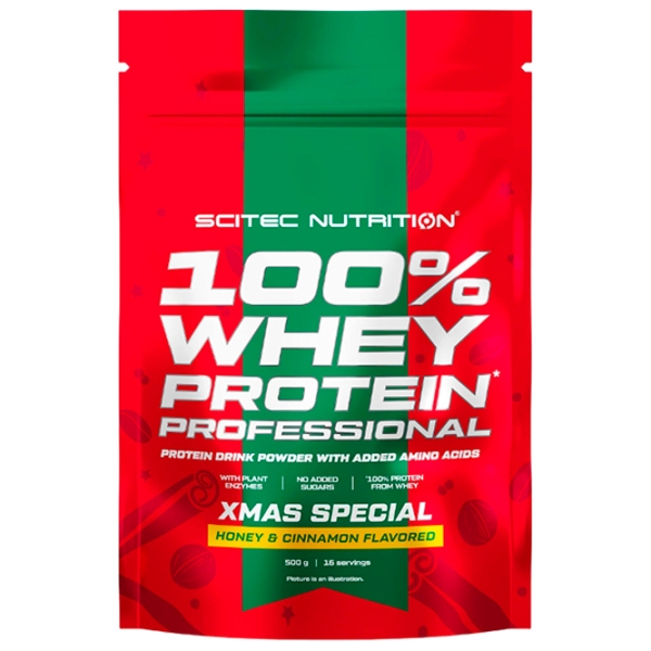 Proteină Scitec Nutrition 100% Whey Protein Professional 500 g Miere, scorțișoară | praf photo 1