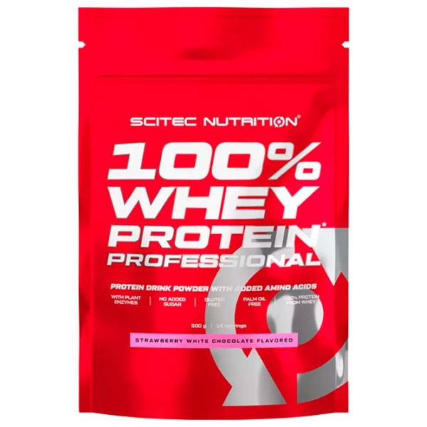 Proteină Scitec Nutrition 100% Whey Protein Professional 500 g Căpșuni, ciocolată albă | praf photo 1