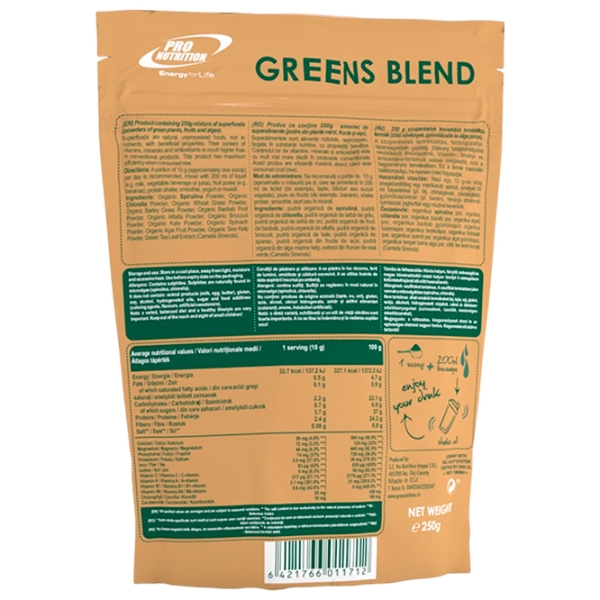 Proteină Pro Nutrition Protein Powder Vegan Greens Blend 250 g Mix de verdeață | praf photo 2