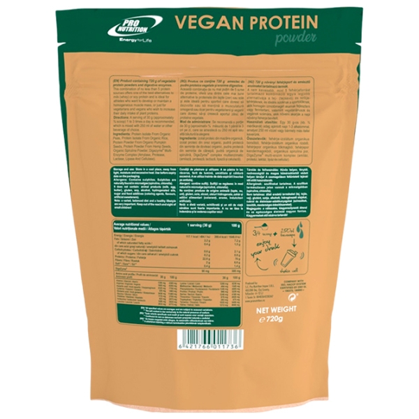 Протеин Pro Nutrition Vegan Protein Powder 720 г Естественный | порошок photo 2