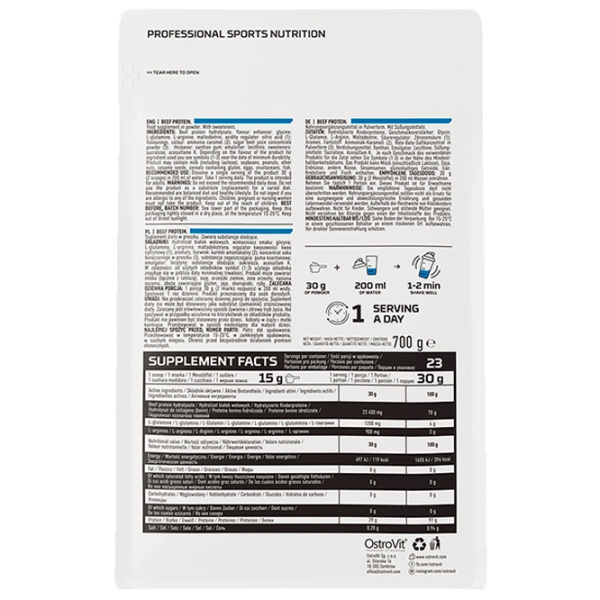 Proteină OstroVit Beef Protein 700 g Ciocolată, nucă de cocos | praf photo 2