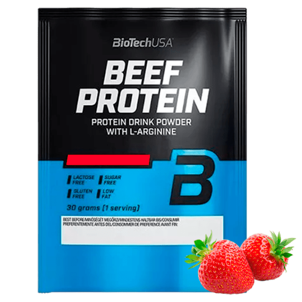 Proteină BioTechUSA Beef Protein 30 g Сăpșuni | praf photo 1