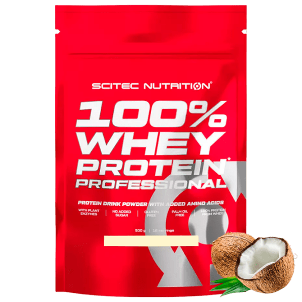 Proteină Scitec Nutrition 100% Whey Protein Professional 500 g Nucă de cocos | praf photo 1