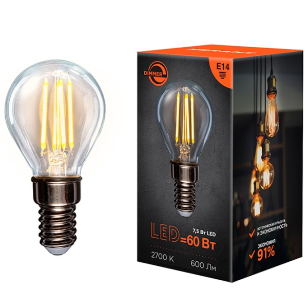 Bec LED cu filament Rexant 604-125 E14 | 7.5 W | Yellow photo 2