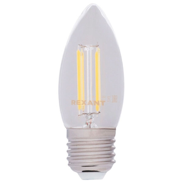 Лампочка светодиодная филаментная Rexant CN35 604-089 E27 | 7.5 Вт | Yellow photo 1