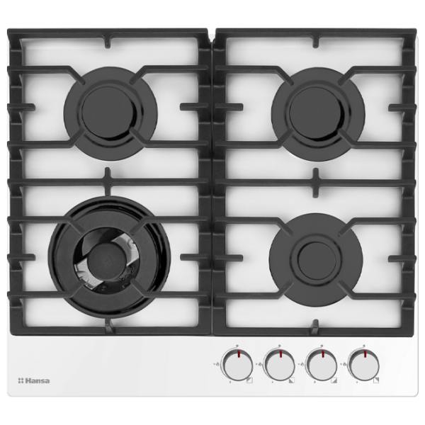 Plită încorporabilă pe gaz Hansa BHKW671830 White Sticlă călită, Gratare: Fontă photo 1