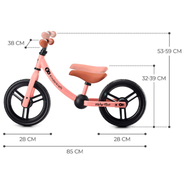 Bicicletă fără pedale KinderKraft 2Way Next 11" 11" Pink  Metal / Pentru copii photo 6