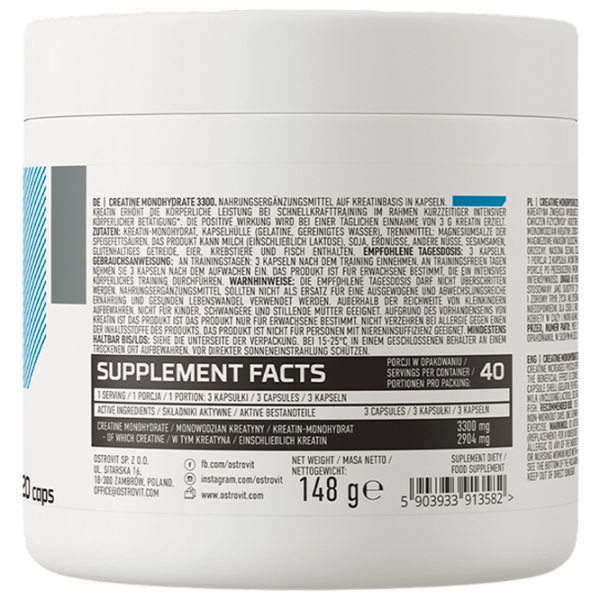 Creatină OstroVit Creatine Monohydrate (5903933913582) 120 photo 3