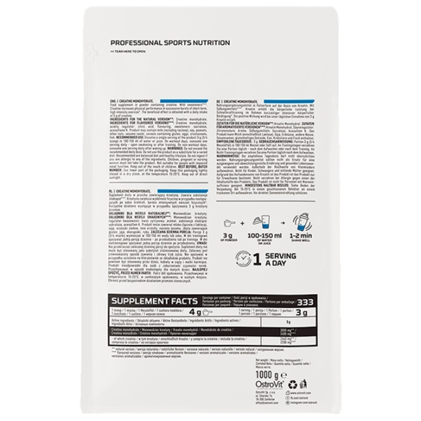 Креатин OstroVit Creatine Monohydrate (5903933917870) 1000 г photo 2