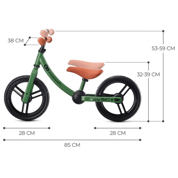 Bicicletă fără pedale KinderKraft 2Way Next 11" 11" Green Metal / Pentru copii photo 5