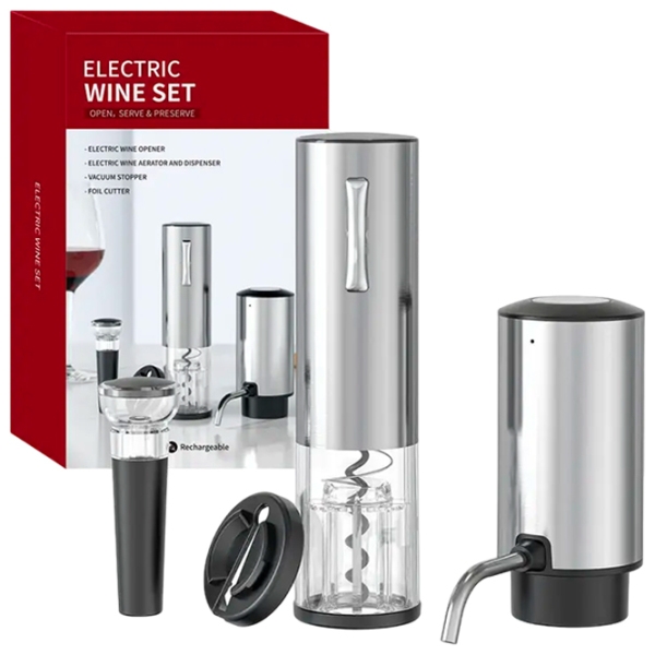 Set desfacător de vin Circle Joy SGS-KD-8 Silver  photo 2
