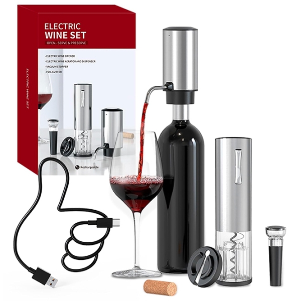 Set desfacător de vin Circle Joy SGS-KD-8 Silver  photo 3