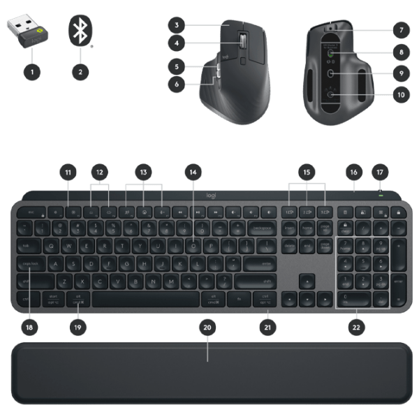 Набор Logitech MX Keys Combo for Business Gen 2 Графитовый Для дома и офиса, Беспроводные photo 4
