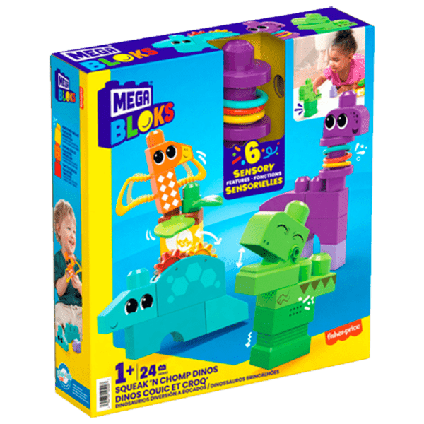 Constructor Fisher Price Squeak'n Chomp Dinos Multicolor Numărul de piese 24, 1+ photo 1