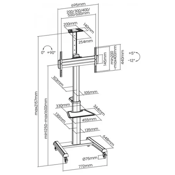 Кронштейн ТВ Reflecta 70VCB-Shelf Черный VESA 600 x 400 мм photo 7