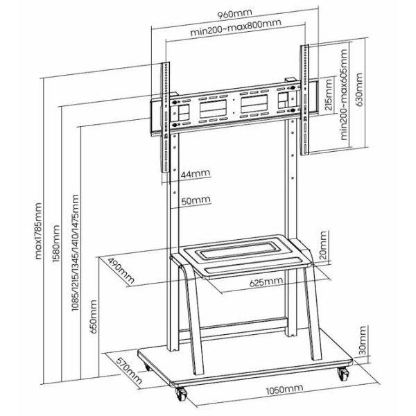 Suport TV Gembird TVS-100F-01 Black VESA 800 x 600 mm photo 6