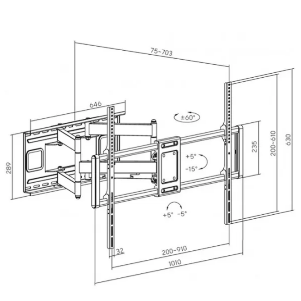 Кронштейн ТВ Reflecta PLEXO 120-9060T Черный VESA 900 x 600 мм photo 5