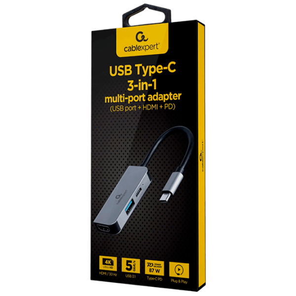 Адаптер Hub Cablexpert A-CM-COMBO3-02 Серебристый USB Type-C photo 2