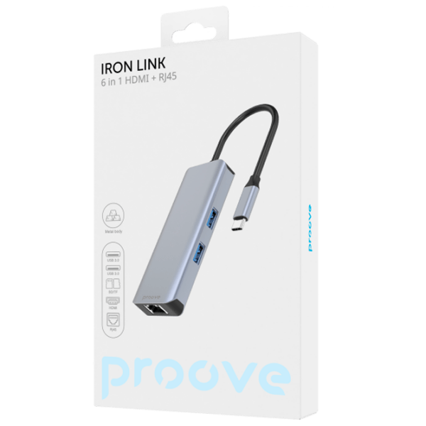 Адаптер Hub Proove Iron Link Серый USB Type-C photo 3