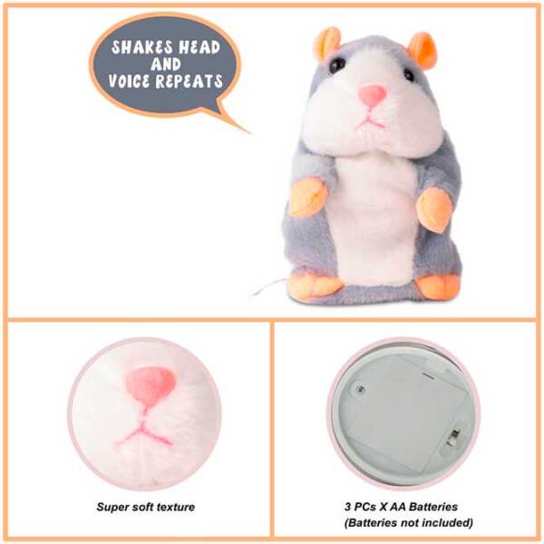 Мягкая игрушка Pugs At Play Animals Aggy Talking Hamster Grey 1+ photo 4