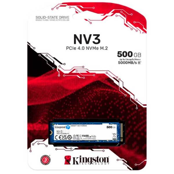 SSD Kingston NV3 M.2 NVMe 500 ГБ Скорость чтения: 5000 Мб/ с,
Скорость записи: 3000 MБ/ с photo 3