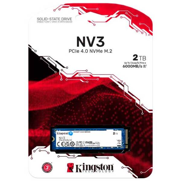 SSD Kingston NV3 M.2 NVMe 2 ТБ Скорость чтения: 6000 Мб/ с,
Скорость записи: 5000 MБ/ с photo 3
