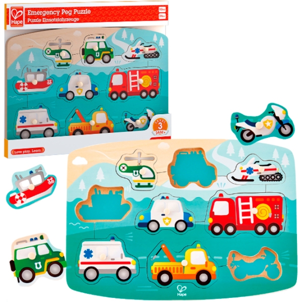 Puzzle Hape Автомобили скорой помощи (E1406) Количество деталей: 12, Рекомендуемый возраст: 2+ photo 1