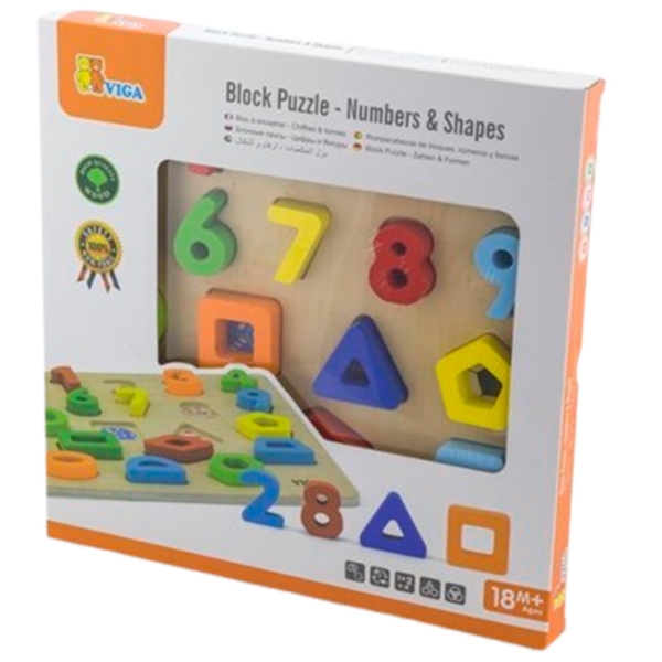 Puzzle VIGA Цифры и геометрические фигуры (50119) Количество деталей: 24, Рекомендуемый возраст: 1+ photo 1