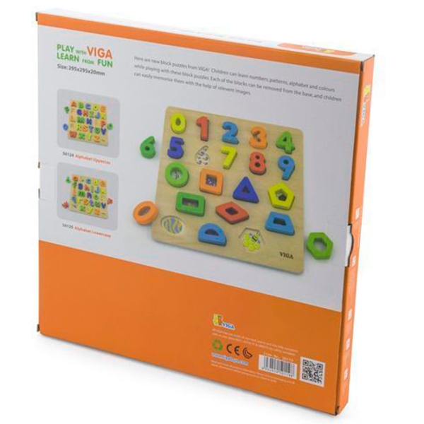 Puzzle VIGA Цифры и геометрические фигуры (50119) Количество деталей: 24, Рекомендуемый возраст: 1+ photo 2