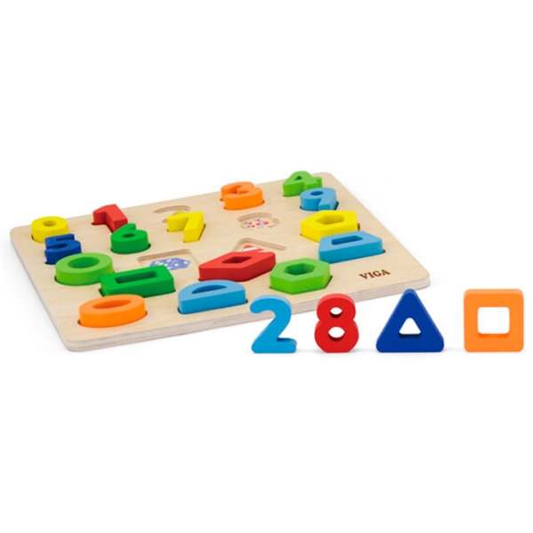 Puzzle VIGA Цифры и геометрические фигуры (50119) Количество деталей: 24, Рекомендуемый возраст: 1+ photo 4