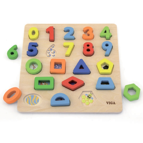 Puzzle VIGA Цифры и геометрические фигуры (50119) Количество деталей: 24, Рекомендуемый возраст: 1+ photo 5